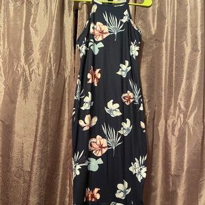 Navy blue/floral halter top/mermaid style dress. Size Medium